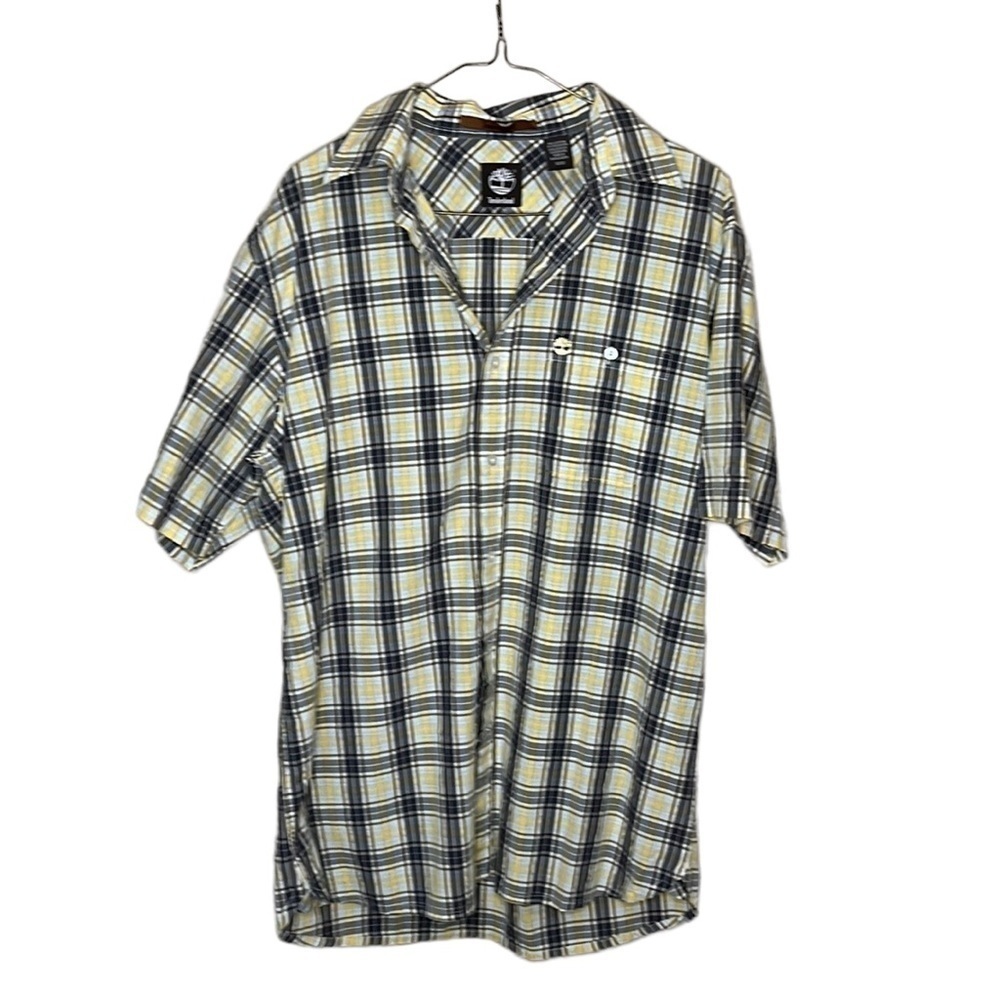 Timberland short sleeve button down plaid shirt